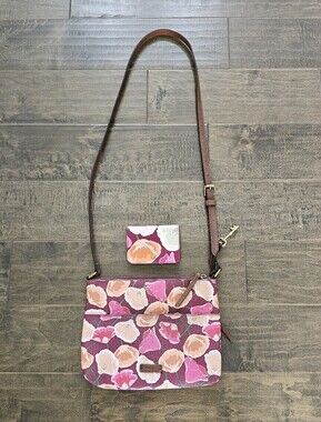 Fossil Fiona Floral Poppy Crossbody Shoulder Bag with Matching Wallet